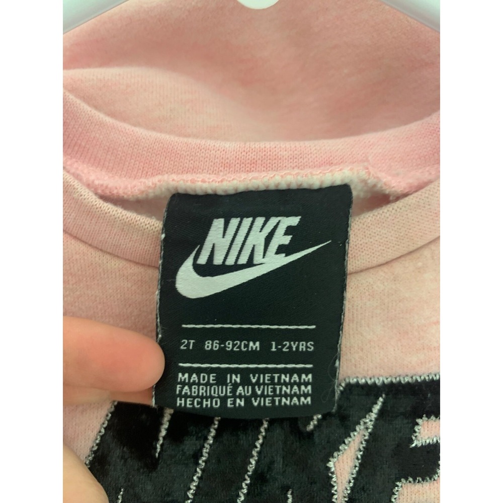 Nike Girl Size 2T Pink Logo Long Sleeve Pullover Crewneck Sweater - Picture 5 of 9